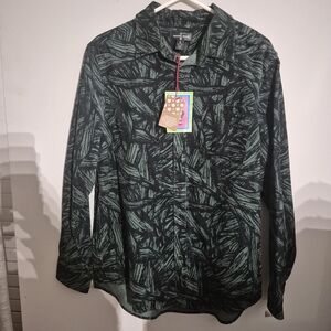 Printed Dark Green & Black Men's Dress Shirt - Vineyard Vines